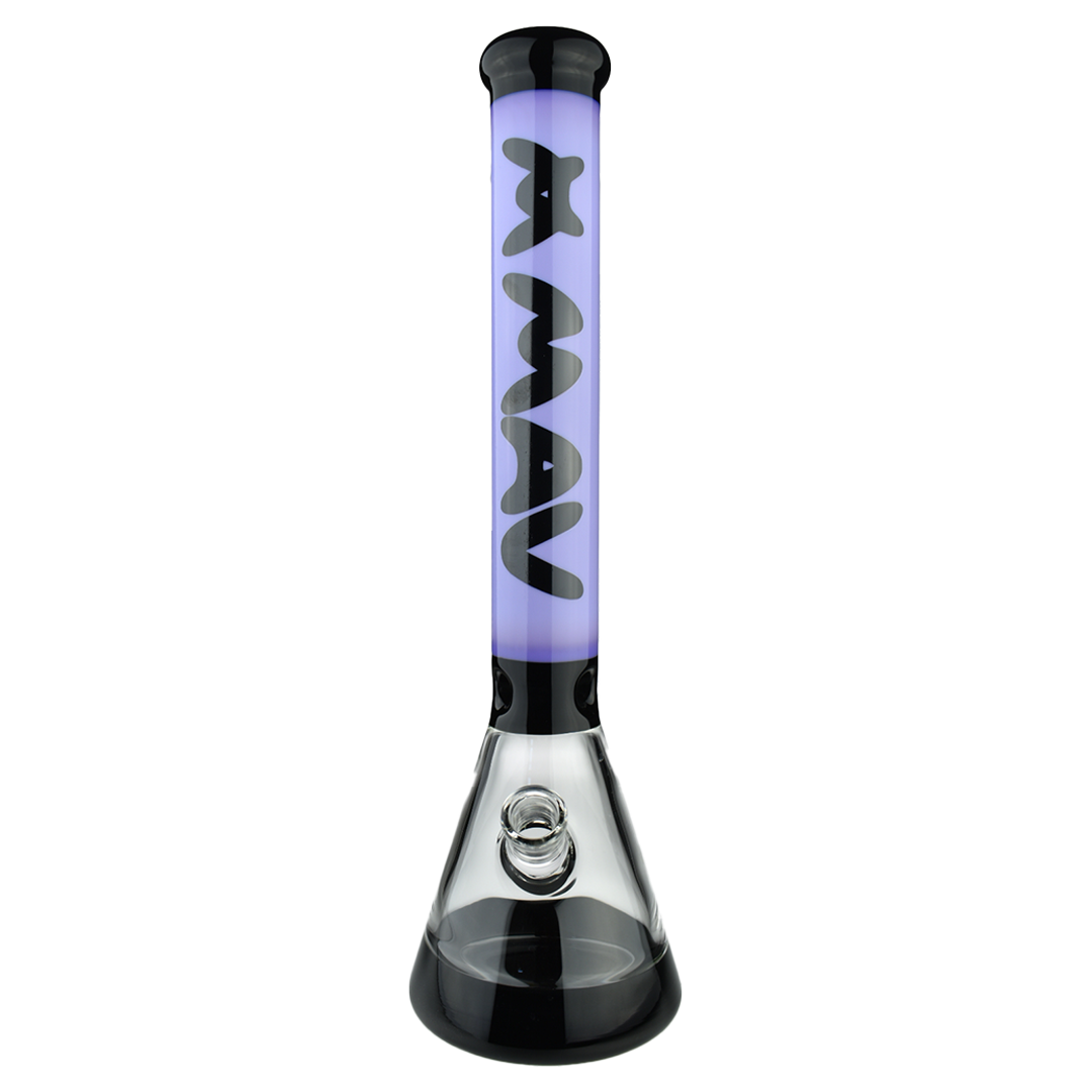 MAV Glass - Hermosa Beaker Bong 18" in Purple/Black with Clear Glass Downstem, Front View