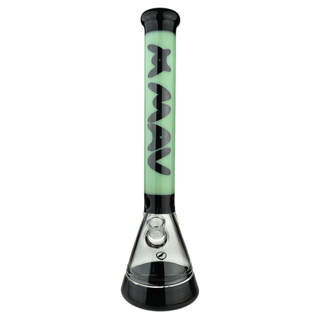 MAV Glass - Hermosa Beaker Bong 18'' in Seafoam/Black, Front View with Clear Glass Downstem