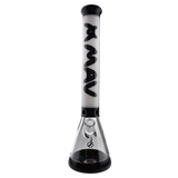 MAV Glass - Hermosa Beaker Bong 18'' in White/Black, Front View with Clear Glass and MAV Logo