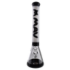 MAV Glass - Hermosa Beaker Bong 18'' in White/Black, Front View with Clear Glass and MAV Logo