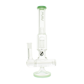 MAV Glass Inline to 8 Arms Tree Perc Bong in Seafoam, Front View on Seamless White Background