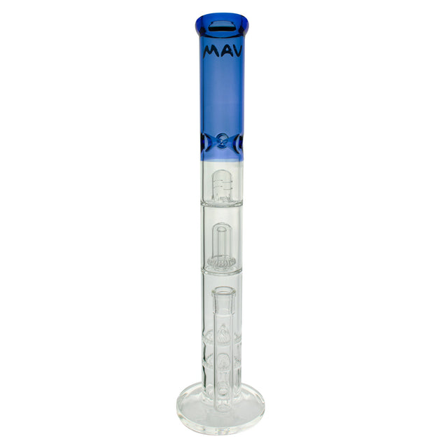 MAV Glass 18" Inline to Double Honeycomb to UFO Straight Bong in Ink Blue
