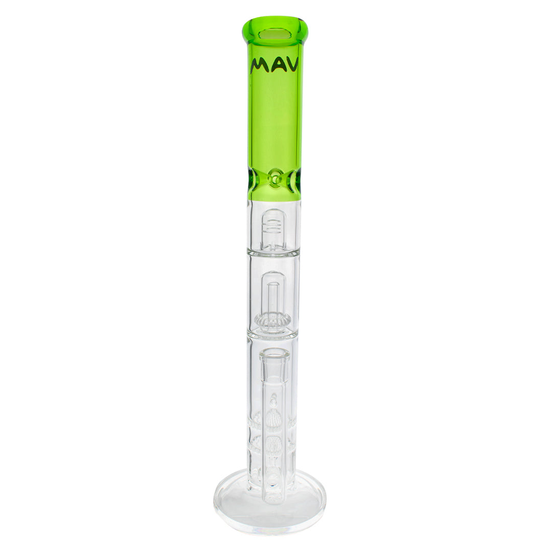 MAV Glass 18" Straight Bong with Inline, Double Honeycomb, and UFO Percs - Front View