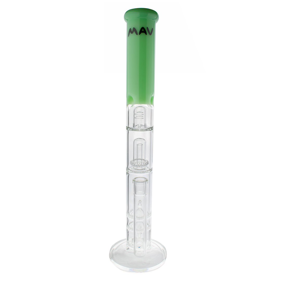 MAV Glass 18" Straight Bong with Inline to Double Honeycomb to UFO Percolators in Sea Foam