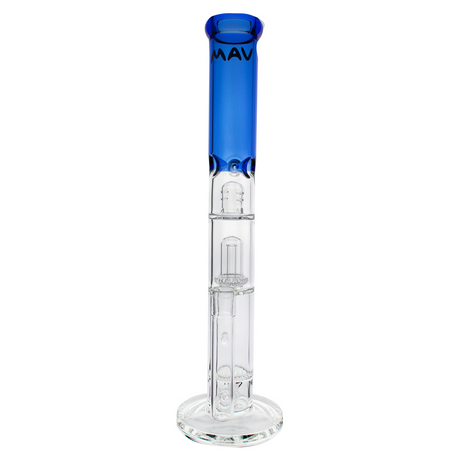 MAV Glass Inline to Honeycomb to UFO Straight Bong in Ink Blue, Front View, 15" Height