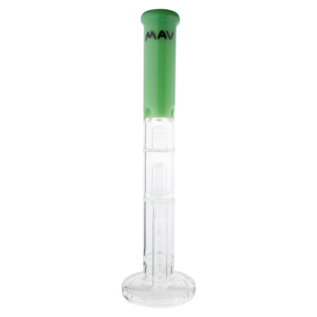 MAV Glass 15" Bong with Inline, Honeycomb, and UFO Percs in Seafoam - Front View
