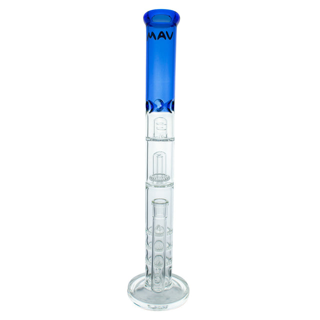 MAV Glass Inline to Triple Honeycomb to UFO Straight Bong in Ink Blue, Front View