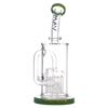 MAV Glass - 12 Arms Sycamore Tree Perc Bong in Green, Front View, 9" Tall with Beaker Base
