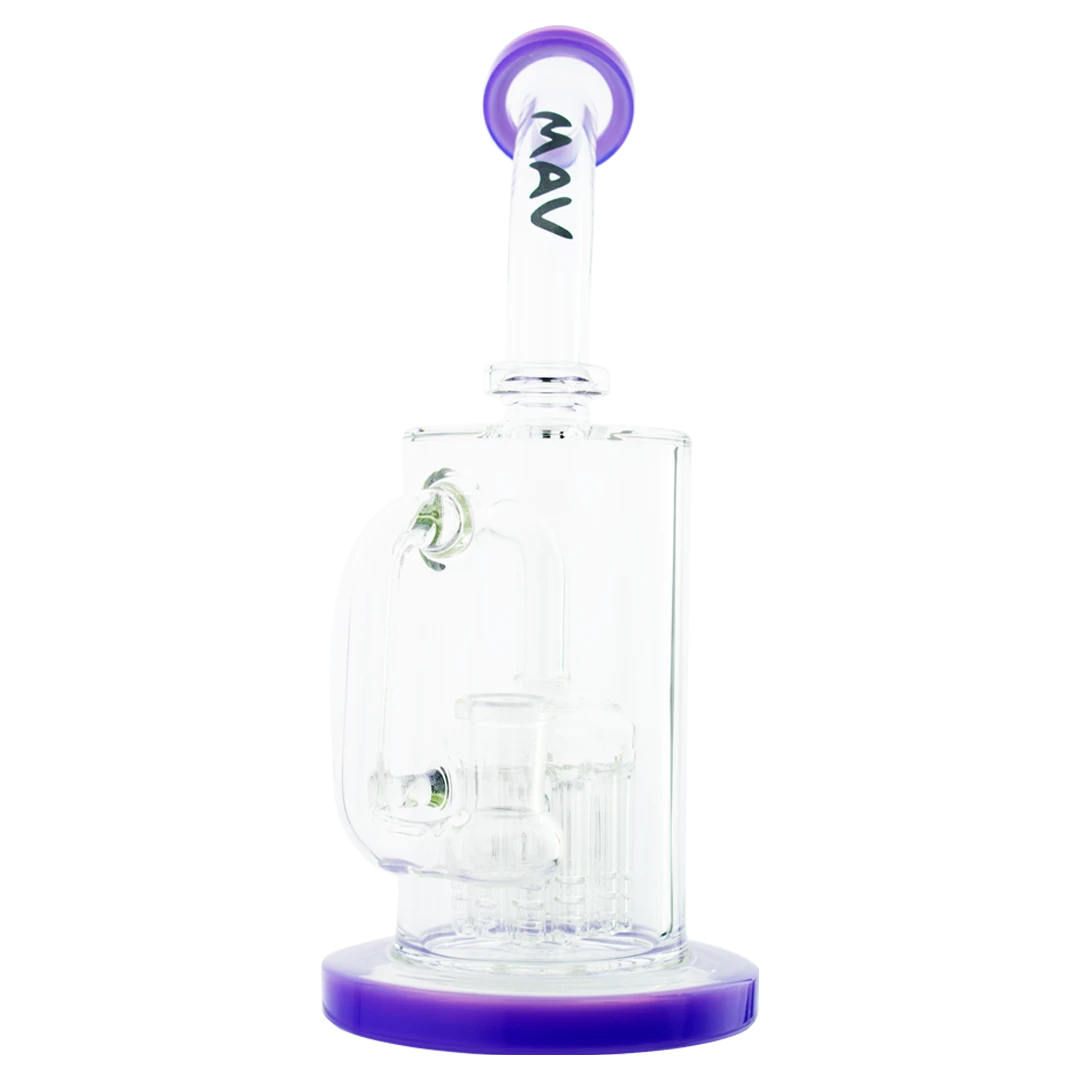 MAV Glass - 12 Arms Sycamore Tree Perc Bong with Purple Accents - Front View