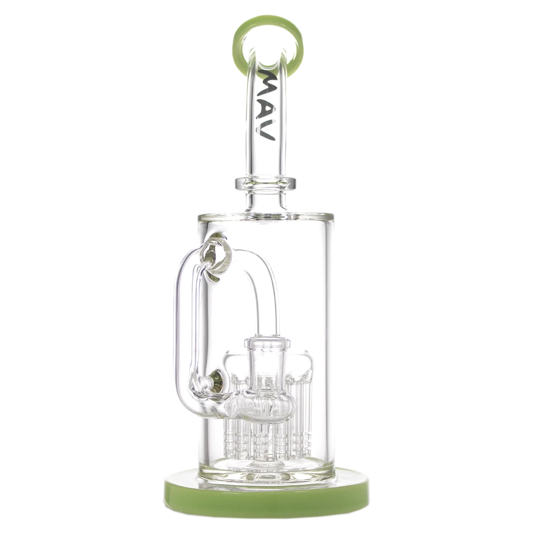 MAV Glass - 9" Sycamore Tree Perc Bong with 12 Arms and Slime Accents - Front View