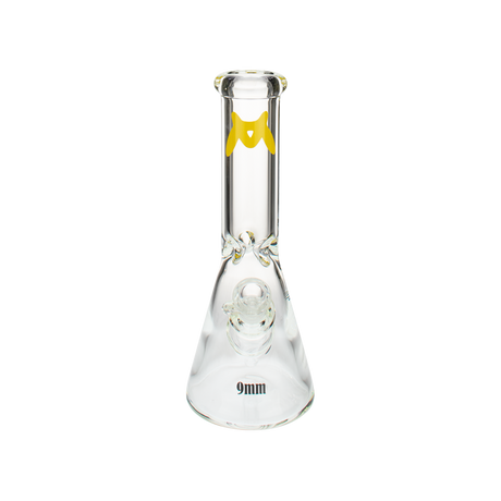 MAV Glass 12'' Classic Beaker Bong in Yellow, 9mm Thick with Heavy Wall Design, Front View