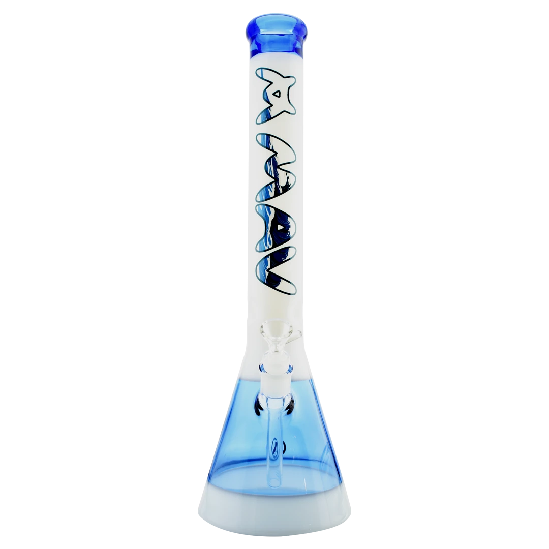 MAV Glass B18 2 Tone Beaker Bong in Blue Waves, 18" Height with Borosilicate Glass, Front View
