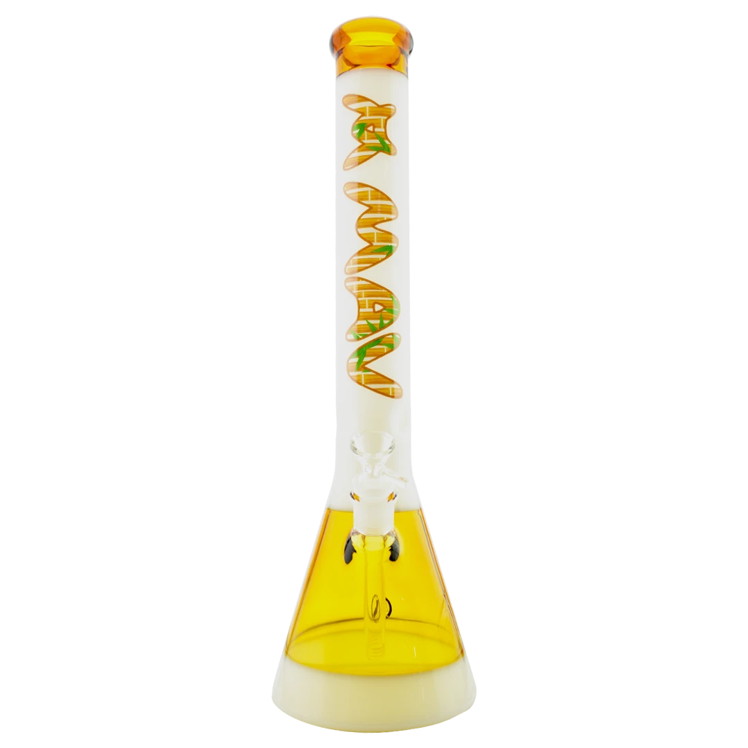 MAV Glass B18 2 Tone Beaker Bong in Golden Bamboo, 18" Tall, Borosilicate Glass