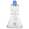 MAV Glass Beaker Bong with Blue Barrel Top Pyramid UFO Design, Front View, for Dry Herbs