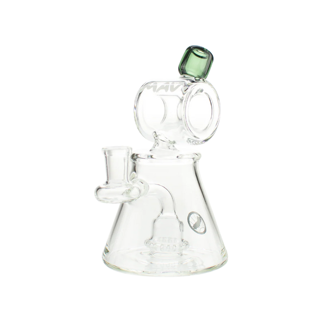 MAV Glass - Barrel Top Pyramid UFO Beaker Bong, Clear, Front View, Compact Design