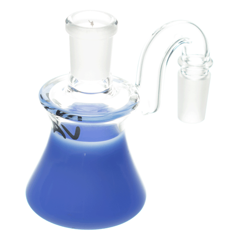 MAV Glass - Blue Colored Dry Ash Catcher at 90 Degree Angle, Clear Upper with MAV Logo