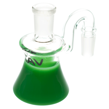 MAV Glass Green Colored Dry Ash Catcher at 90 Degree Angle with Clear Joint