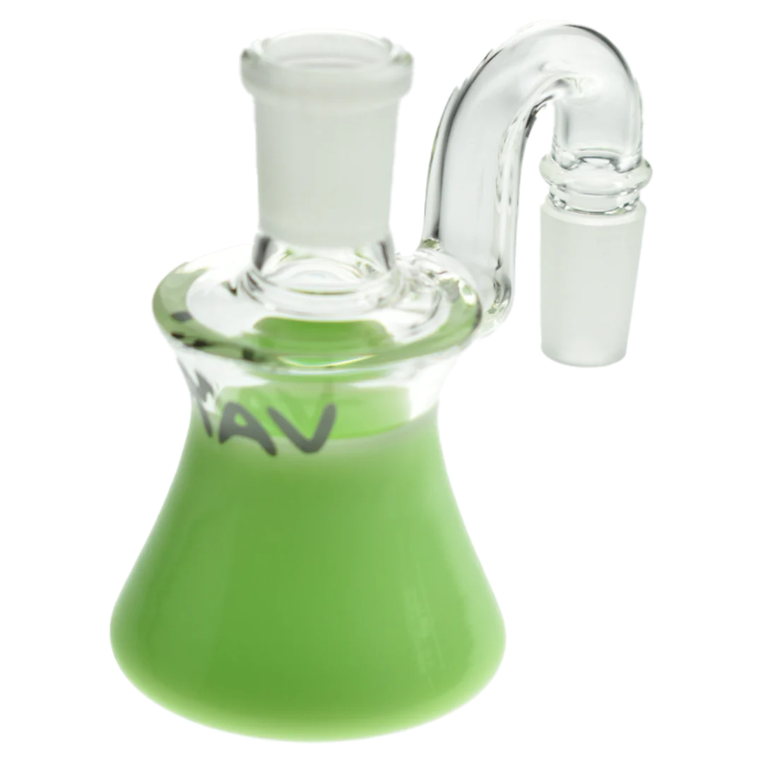MAV Glass - Slime Colored Dry Ash Catcher at 90 Degree Angle, 14mm Joint - Side View