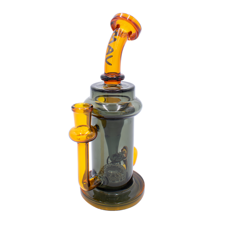 MAV Glass Monterey Recycler Dab Rig in Black & Gold with Vortex Percolator - Angled View