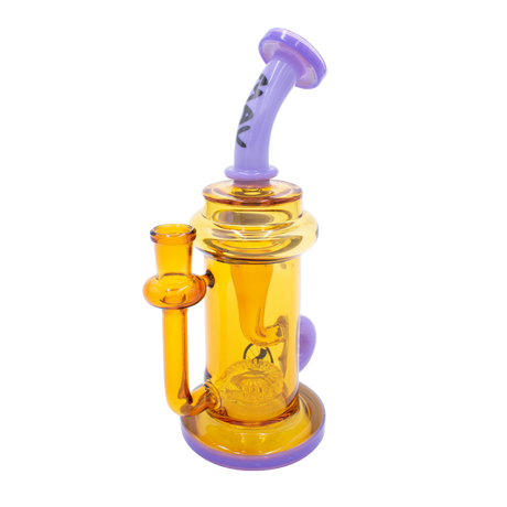 MAV Glass Monterey Recycler Dab Rig in Gold & Purple with Vortex Percolator, 8.25" Tall, 14mm Joint