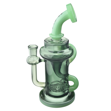 MAV Glass Monterey Recycler Dab Rig in Seafoam & Black with Vortex Percolator, 8.25" tall, 14mm joint - Front View