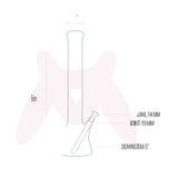 MAV Glass Maverick 18'' Beaker Bong with Ashcatcher, 5mm Thick, Side View Diagram