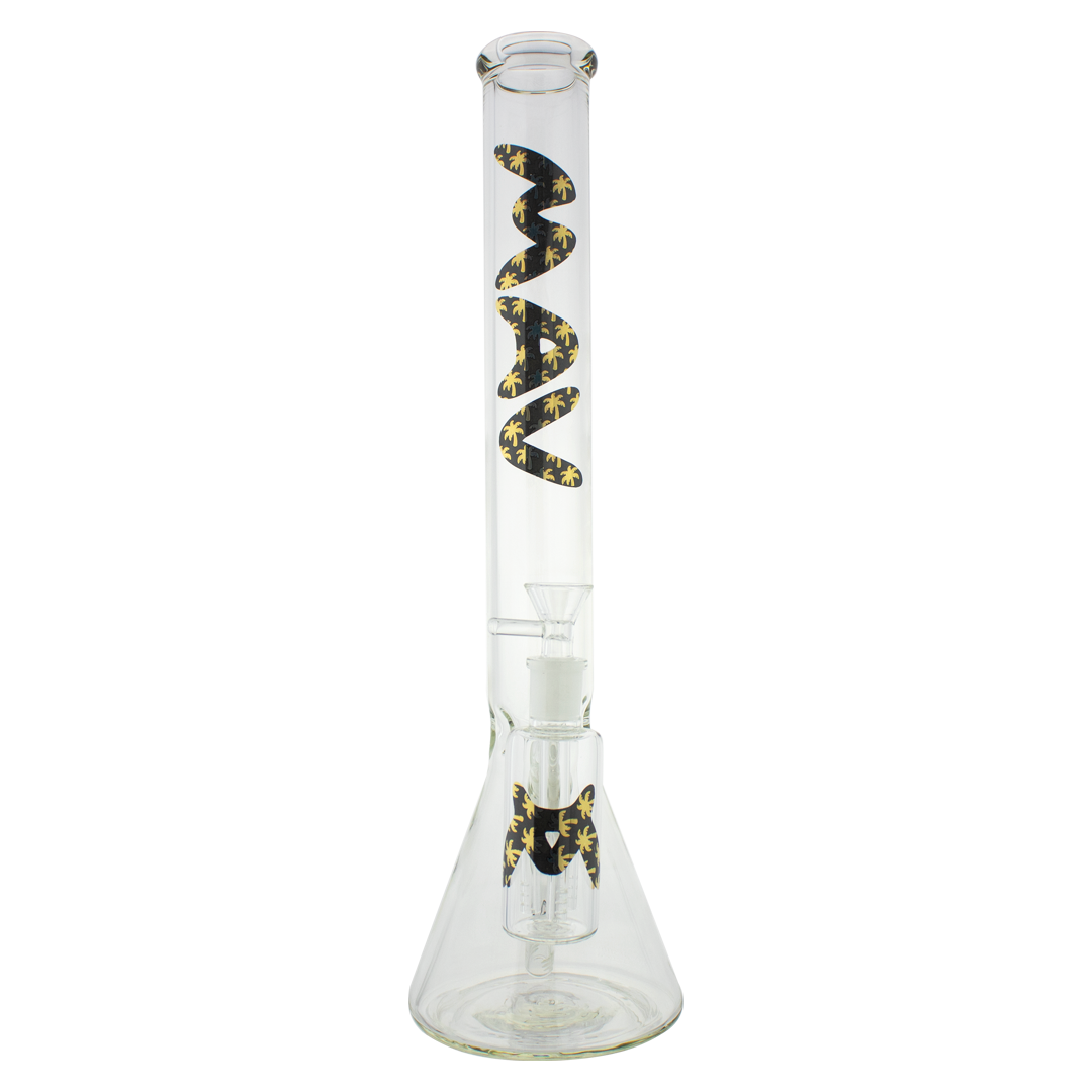 Maverick Glass 18 inch beaker and ash catch combo golden palm tree decal