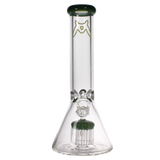 MAV Glass - 12-Arm Beaker Bong in Forest Green with Thick Glass, Front View