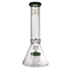 MAV Glass - 12-Arm Beaker Bong in Forest Green with Thick Glass, Front View