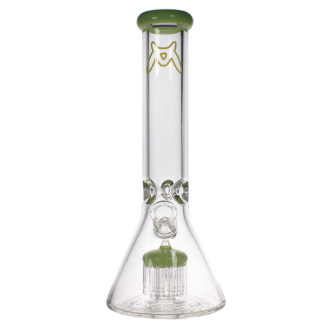 MAV Glass - 12" 12-arm Beaker Bong in Slime Green with Heavy Wall Glass, Front View