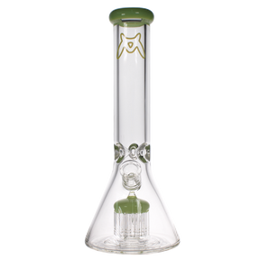 MAV Glass - 12" 12-arm Beaker Bong in Slime Green with Heavy Wall Glass, Front View