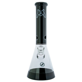 MAV Glass - 12" Black Full Color Beaker Bong with Clear Downstem, Front View