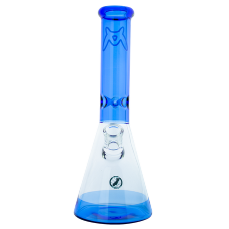 MAV Glass - 12" Full Color Beaker Bong in Blue with Clear Base, Front View