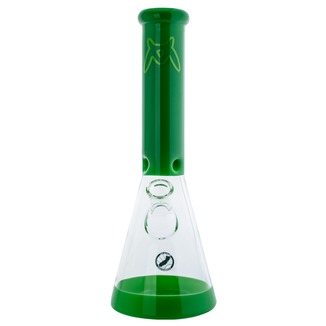 MAV Glass - 12" Full Color Beaker Bong in Forest Green with Clear Tube - Front View