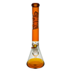 MAV Glass 18" Full Color Beaker Bong in Full Golden Bear variant, front view on white background