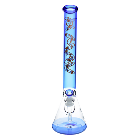 MAV Glass 18" Full Color Beaker Bong in Ink Blue Koi, Front View on White Background