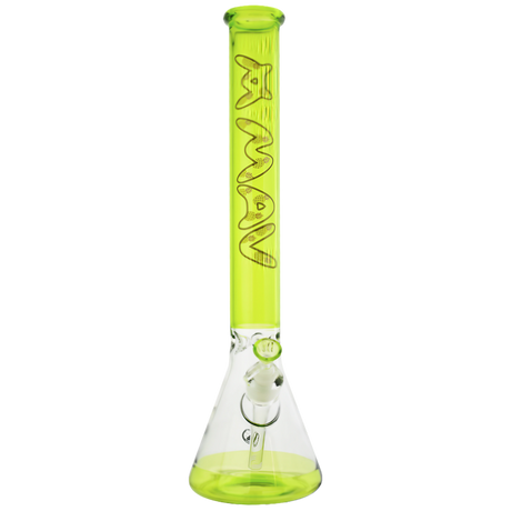 MAV Glass - 18" Full Color Beaker Bong in Neon Yellow, Front View on White Background