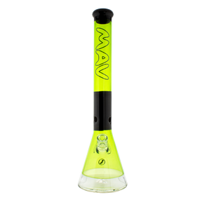 MAV Glass 18" Two-tone Zebra Beaker Bong in Neon Yellow & Black with 5mm Thickness