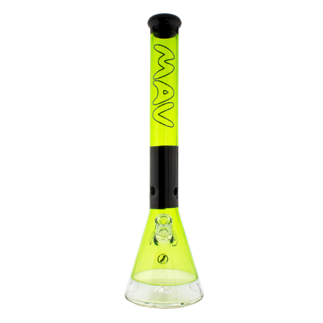 MAV Glass 18" Two-tone Zebra Beaker Bong in Neon Yellow & Black with 5mm Thickness