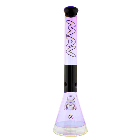 MAV Glass 18" Purple Two-tone Zebra Beaker Bong with Thick Glass and Deep Bowl