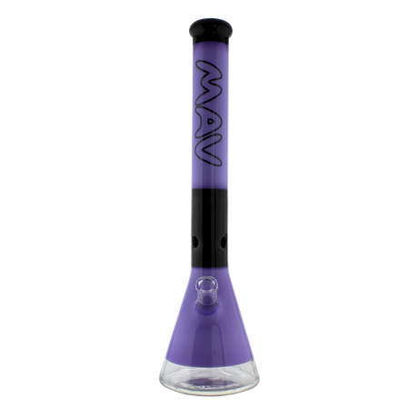 MAV Glass - 18" Two-tone Zebra Beaker Bong in Purple Milk, Front View, 50mm Diameter