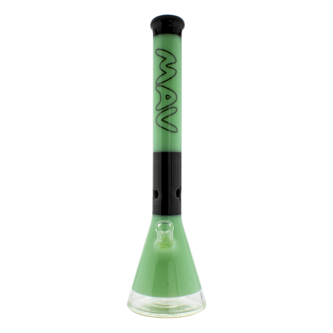 MAV Glass 18" Seafoam Two-tone Zebra Beaker Bong with 50mm diameter and 5mm thickness