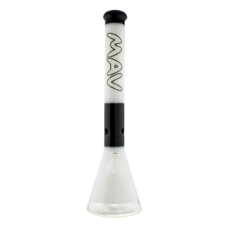 MAV Glass 18" Two-tone Zebra Beaker Bong with thick 5mm glass and 50mm diameter, front view on white background