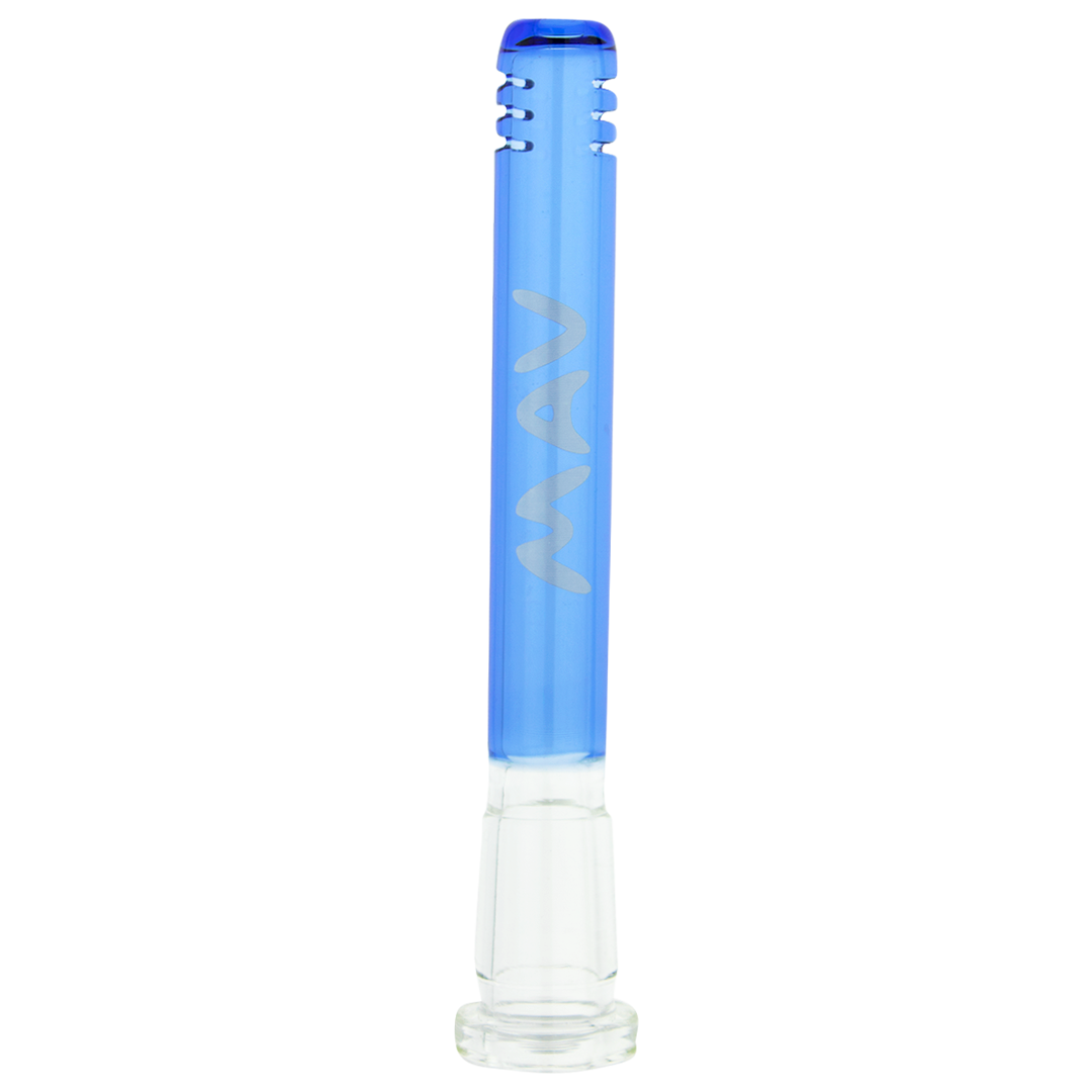 MAV Glass Maverick Ink Blue Downstem - 18mm to 14mm, 4" Length, Front View on White Background