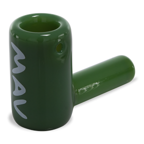 MAV Glass - Forest Green Mini Hammer Hand Pipe, 2.5" Borosilicate, Angled Side View