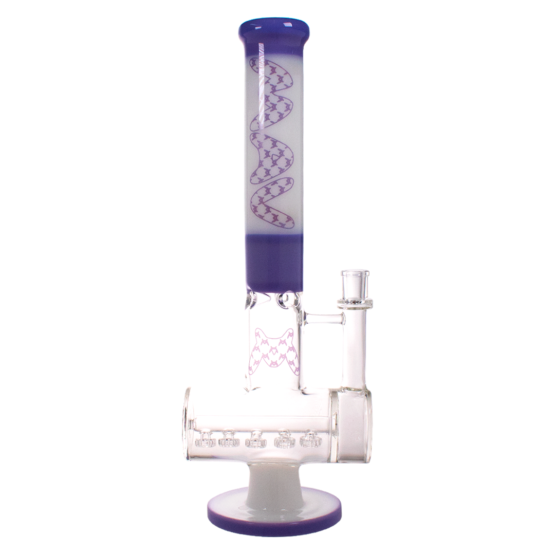 MAV Glass Maverick - 5 Line Shower Head Inline Bong in Purple, Front View on White Background