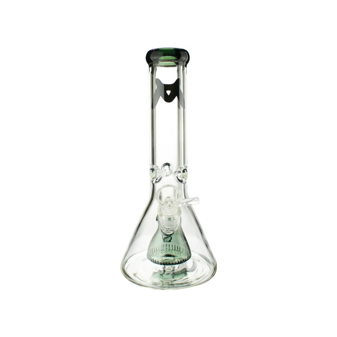 MAV Glass - 7mm Thick Pyramid Beaker Bong 12'' in Black, Front View on Seamless White
