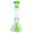 MAV Glass - 12" Pyramid Beaker Bong, 7mm Thick, Neon Green Accents, Front View
