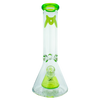 MAV Glass - 12" Pyramid Beaker Bong, 7mm Thick, Neon Green Accents, Front View