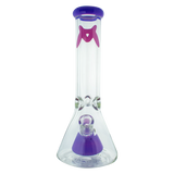 MAV Glass - 12" Purple Pyramid Beaker Bong, 7mm Thick, Front View on Seamless White Background